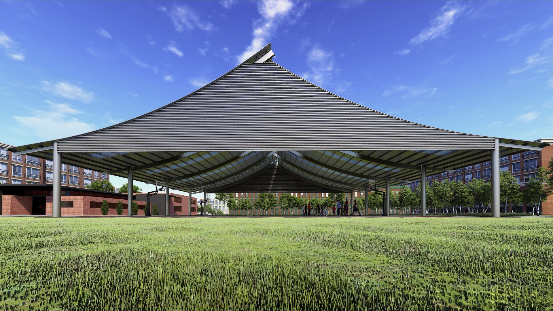 Ridgeback Curved Roof Sports Court Cover