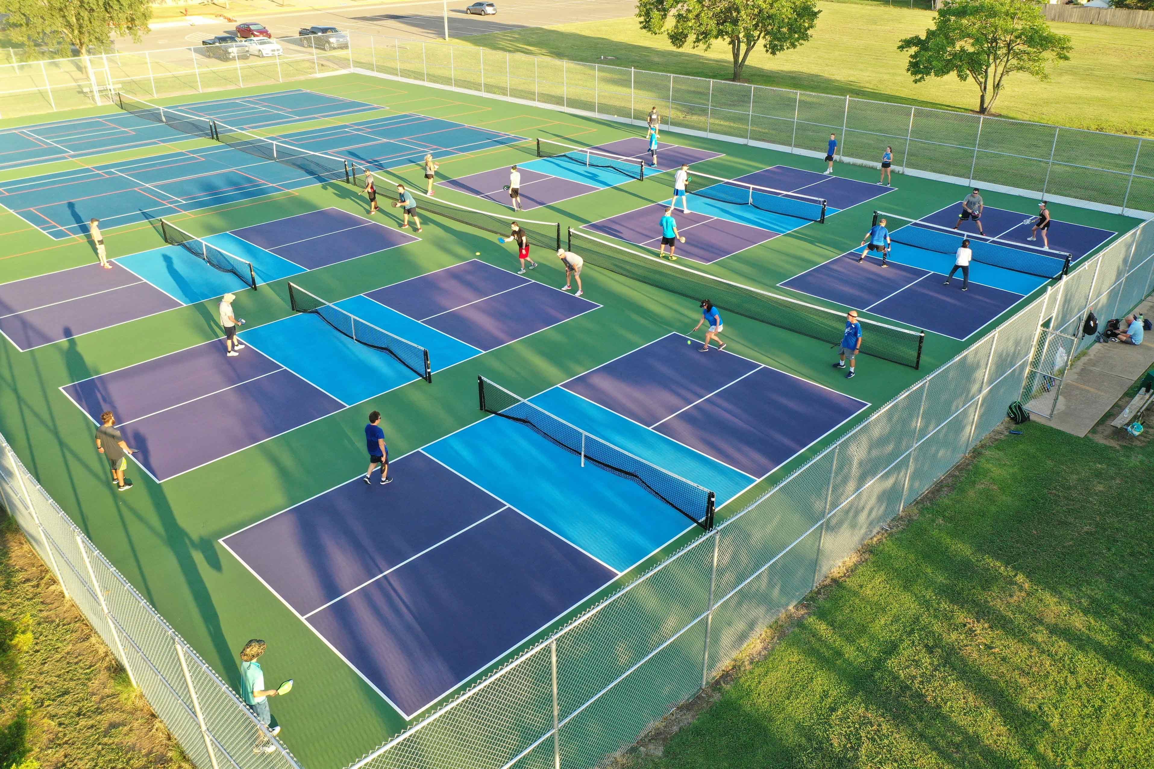 Pickleball court and players