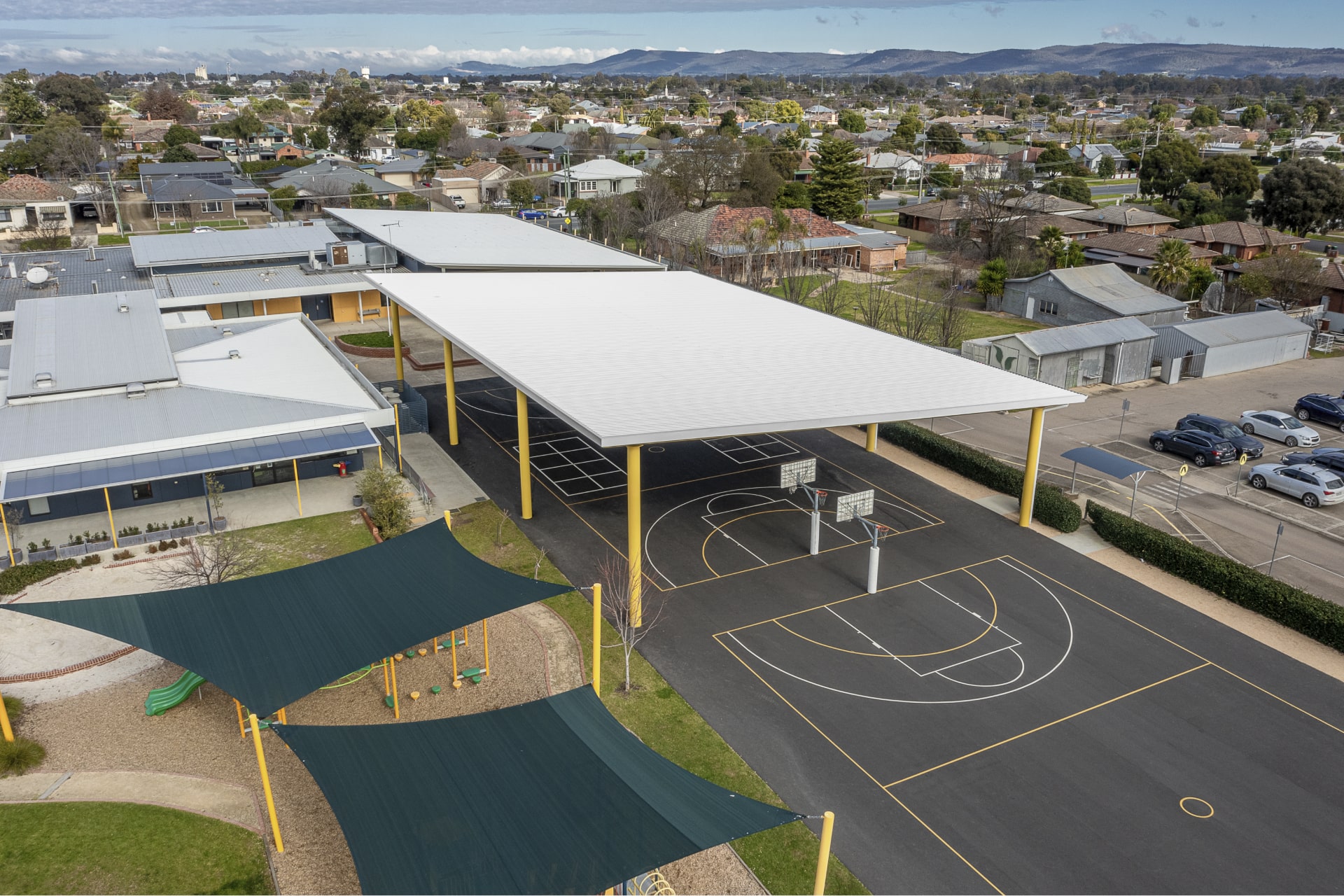 St Bernards Primary School steel court cover shade structure