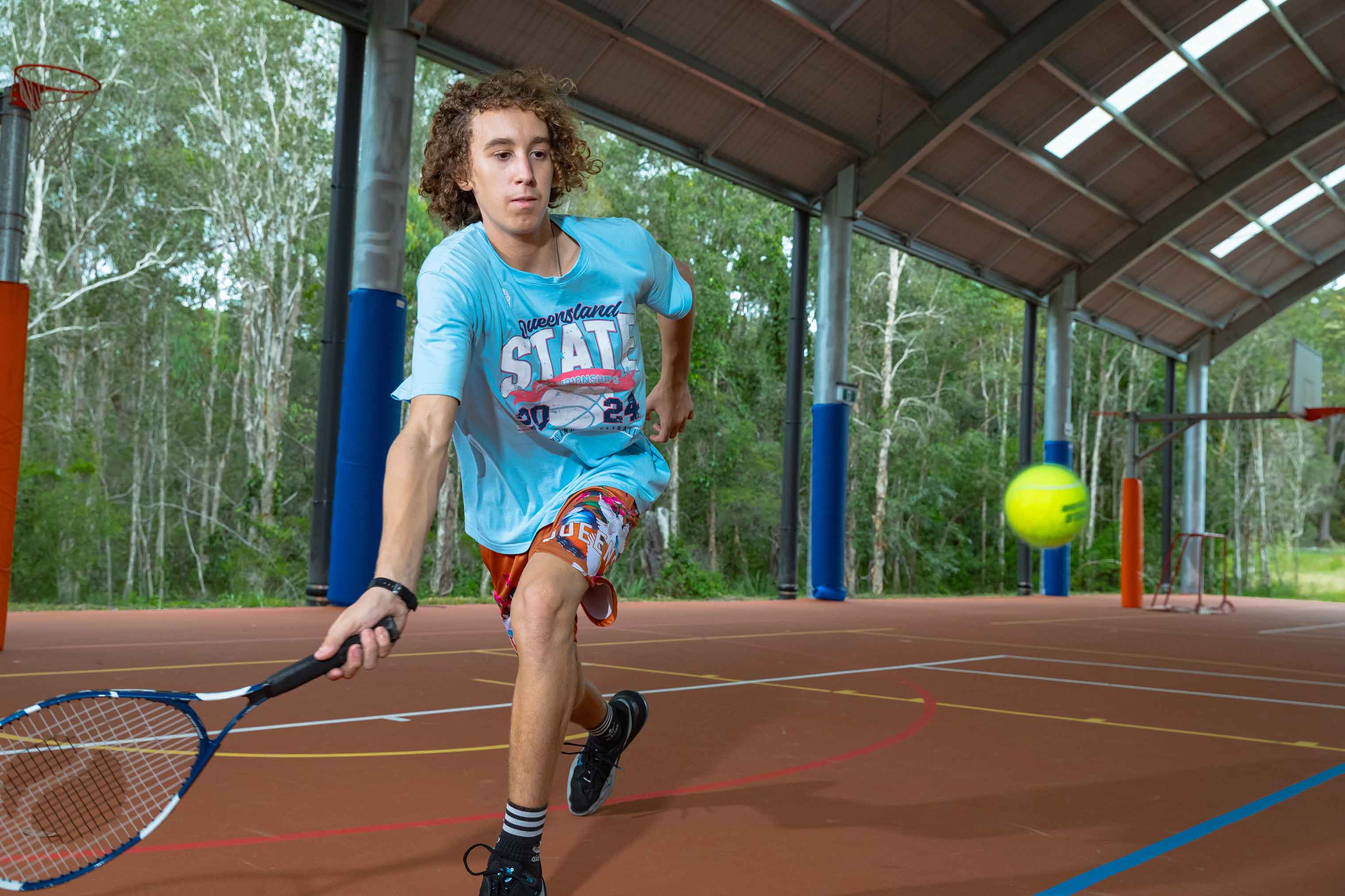 School student playing tennis at Noosa Pengari Steiner School