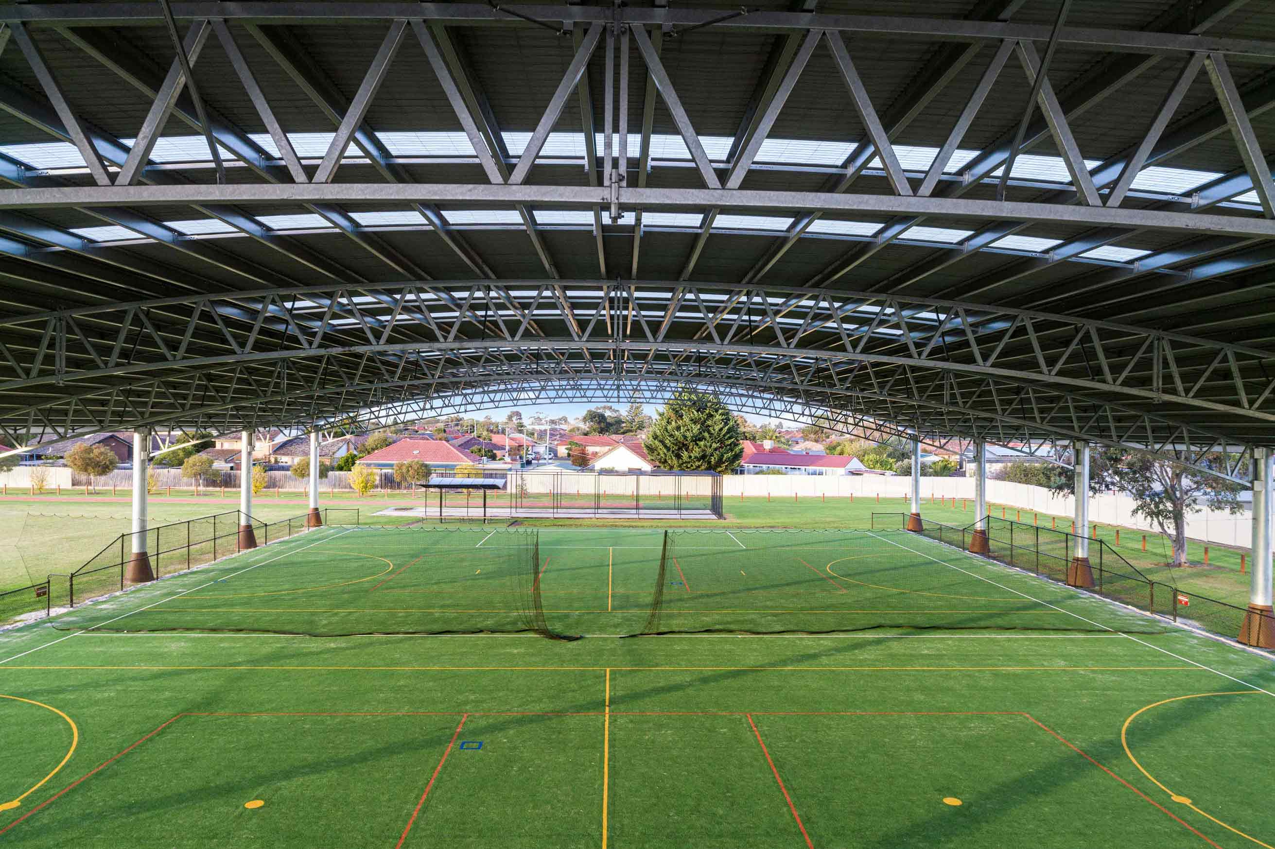 Soccer field sports court canopy cover
